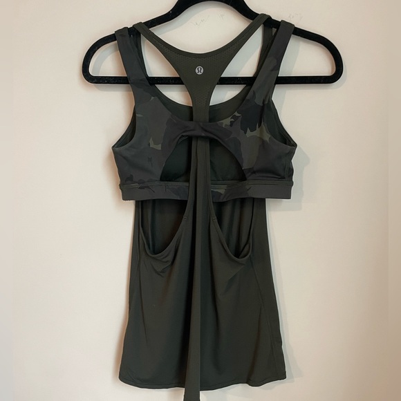 Lululemon Forest Green Tank with Camo Sports Bra - Picture 5 of 5